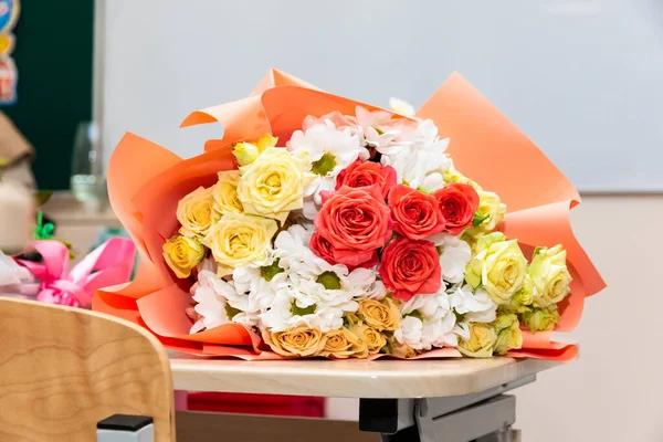 Depositphotos 512312100 Stock Photo Bouquet Beautiful Bright Flowers School