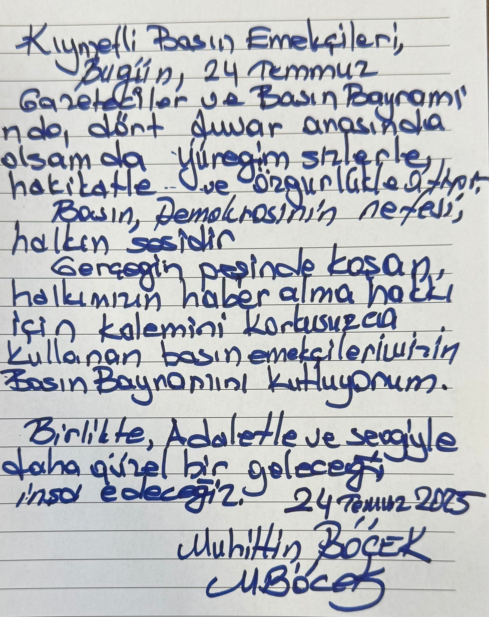 Muhittin Böcek Basın Emekçilerini Unutmadı