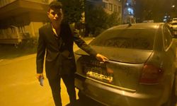 Serik'te otomobili çizip yazı yazdılar