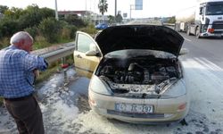 Seyir halindeki araç yandı
