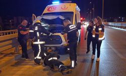 Antalya'da seyir halindeki ambulans yandı