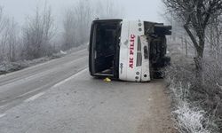 İşçi servisi devrildi: 9 yaralı