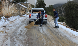 Antalya'da yollarda tuzlama çalışması
