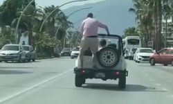 Alanya'da turistler trafikte tehlike yarattı