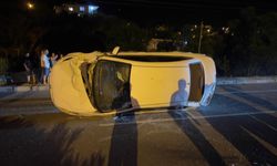 Gazipaşa'da otomobil takla attı