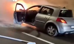 Tünelde araç alev aldı