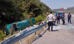 Yoldan çıkan minibüs takla attı