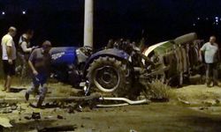 Traktör ile otomobil çarpıştı