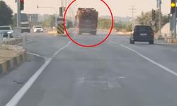 Tomruk yüklü TIR, refüje devrildi