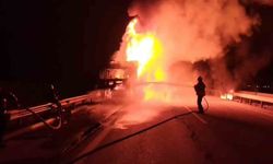 Seyir halindeki TIR alevlere teslim oldu