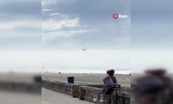 Pervaneli uçak sahile acil iniş yaptı