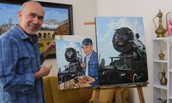 Tren sevgisini tablolara taşıdı