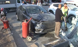 Takla atan otomobil benzinliğe uçtu