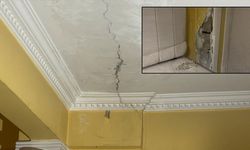 Kolonlar çatladı aileler korkuyla evi tahliye etti