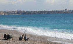 Konyaaltı Sahili'nde balık mesaisi