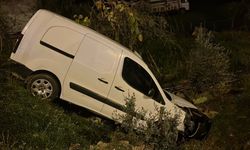 Alanya'da kamyonet şarampole yuvarlandı