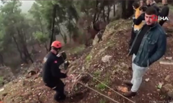 Uçurumdan yuvarlanan sürücüyü AFAD ve itfaiye ekipleri kurtardı