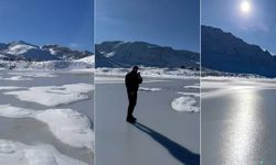 ‘Adalı göl’ buz tuttu