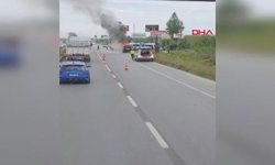 Araçta çıkan yangın panik yarattı