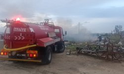 İnşaat şantiyesinde konteyner yangını