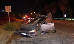 Side'de otomobil takla attı
