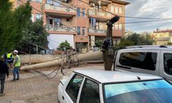 Elektrik direği ok gibi saplandı