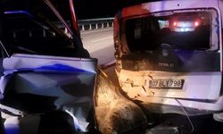Kamyonet park halindeki otomobile çarptı