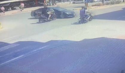 Motosikletli metrelerce havada savruldu