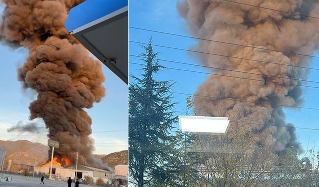 Burdur'da mermer fabrikasında yangın