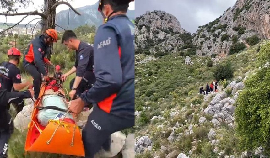 Antalya’da dağda nefes kesen kurtarma