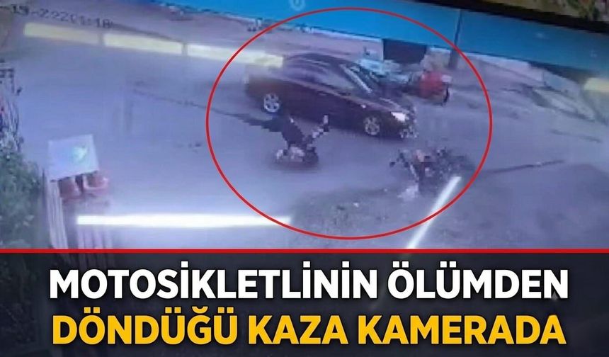 Motosikletlinin ölümden döndüğü kaza kamerada