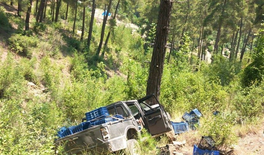 Gazipaşa'da kamyonet şarampole uçtu