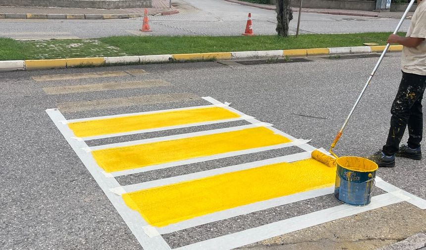 Kemer’de yaya geçitleri yenilendi