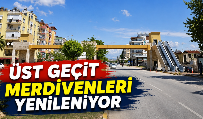 Üst geçit merdivenleri yenileniyor